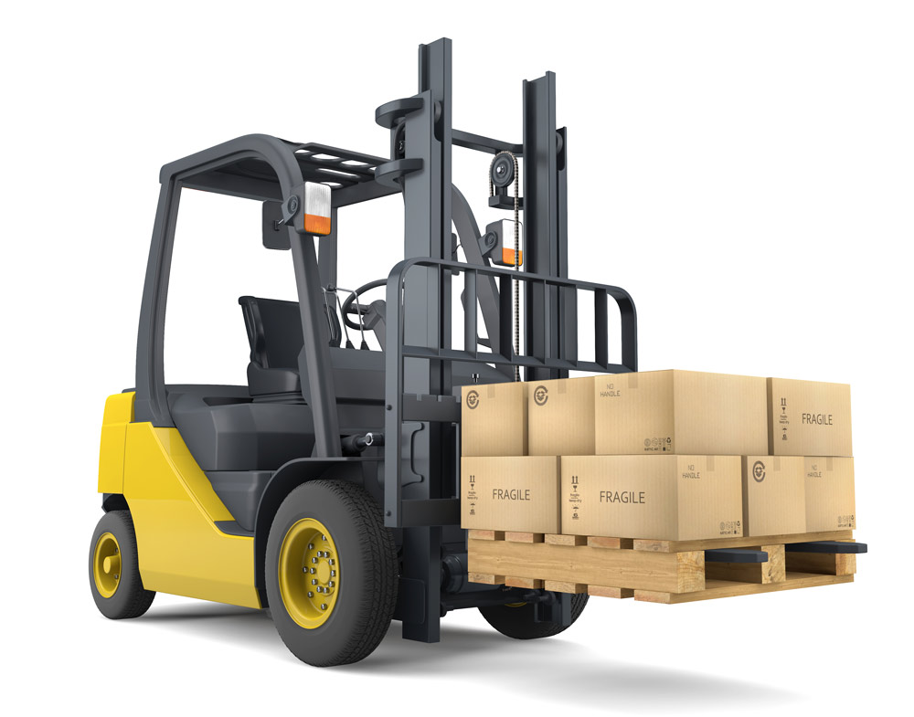 Fork Lift Moving Boxes